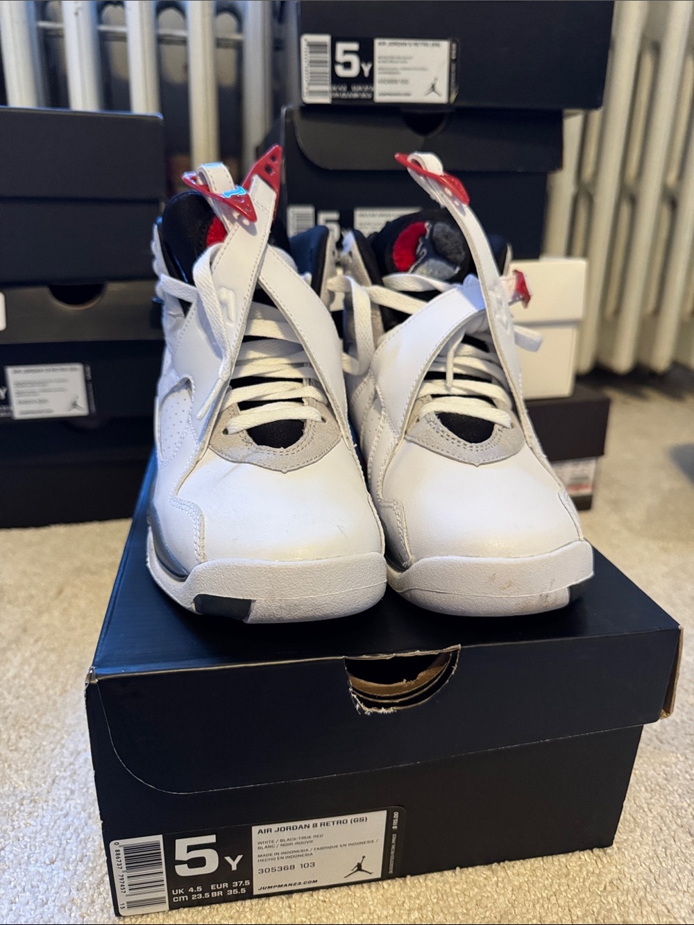 Jordan Kids White and Red Strap Basketball Sneakers